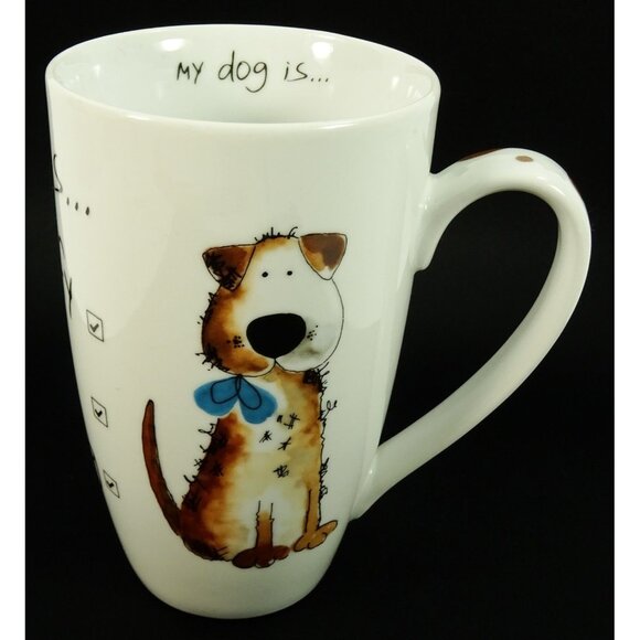 Cute Dog Coffee Mug Cup Scruffy Lazy Barking Pet Lover Gift - Picture 1 of 8